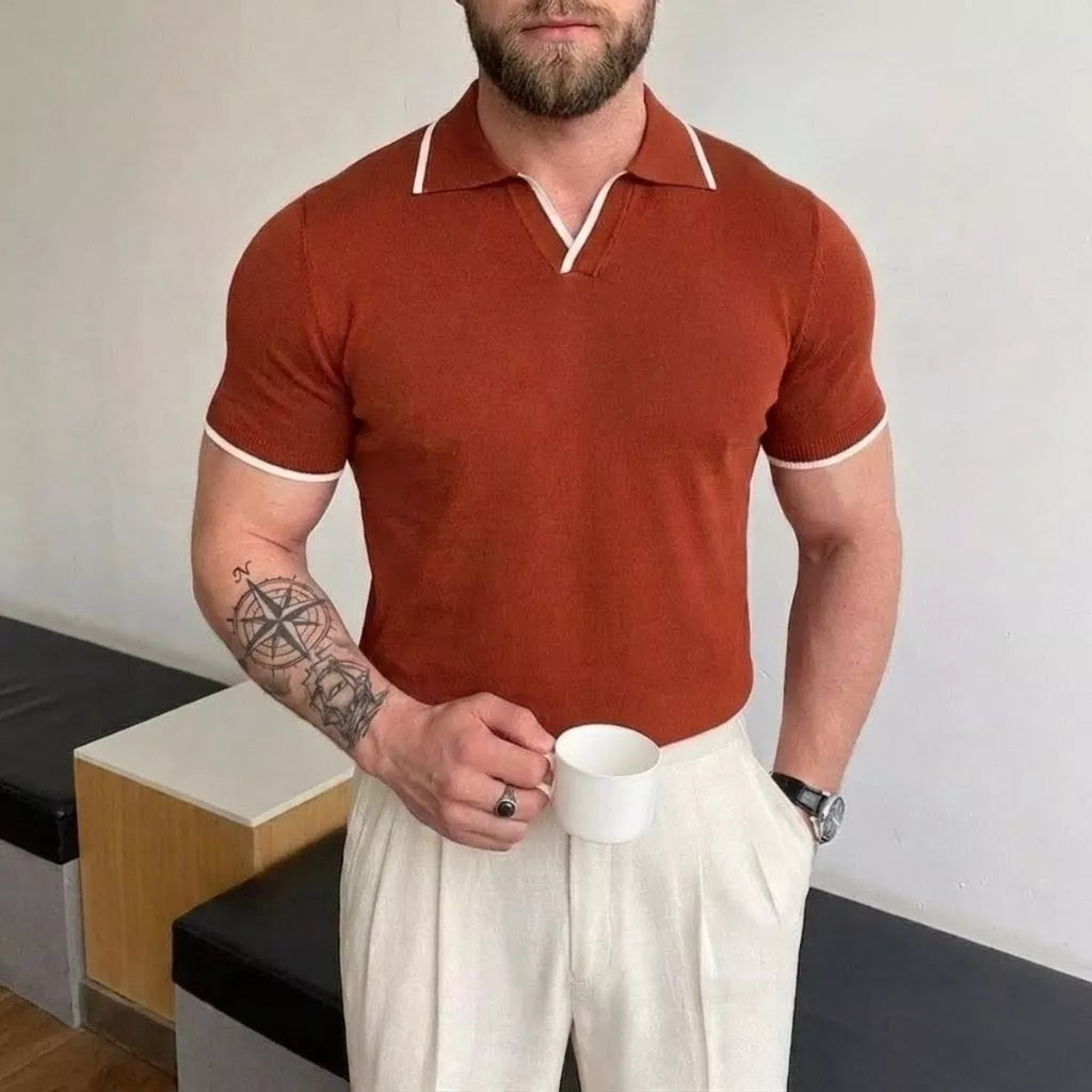 Collar Trim Polo Shirt - Men's Trim Collar Polo Shirt | Classic Masculine Style | Alex Shogun Alex Shogun Men's Clothes