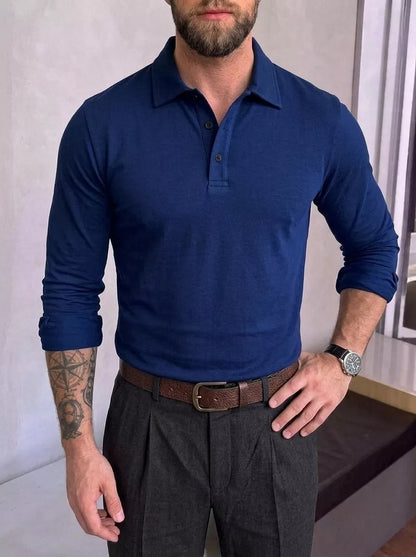 The Diplomat Long-Sleeve Polo | Alex Shogun - Alex Shogun Men's Clothes