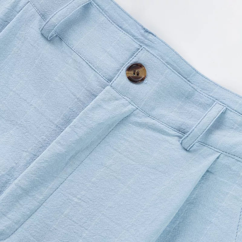 The Linear Pinstripe Trousers - Men's Pinstripe Linen Trousers | Wide leg Minimalist | Alex Shogun Alex Shogun Men's Clothes