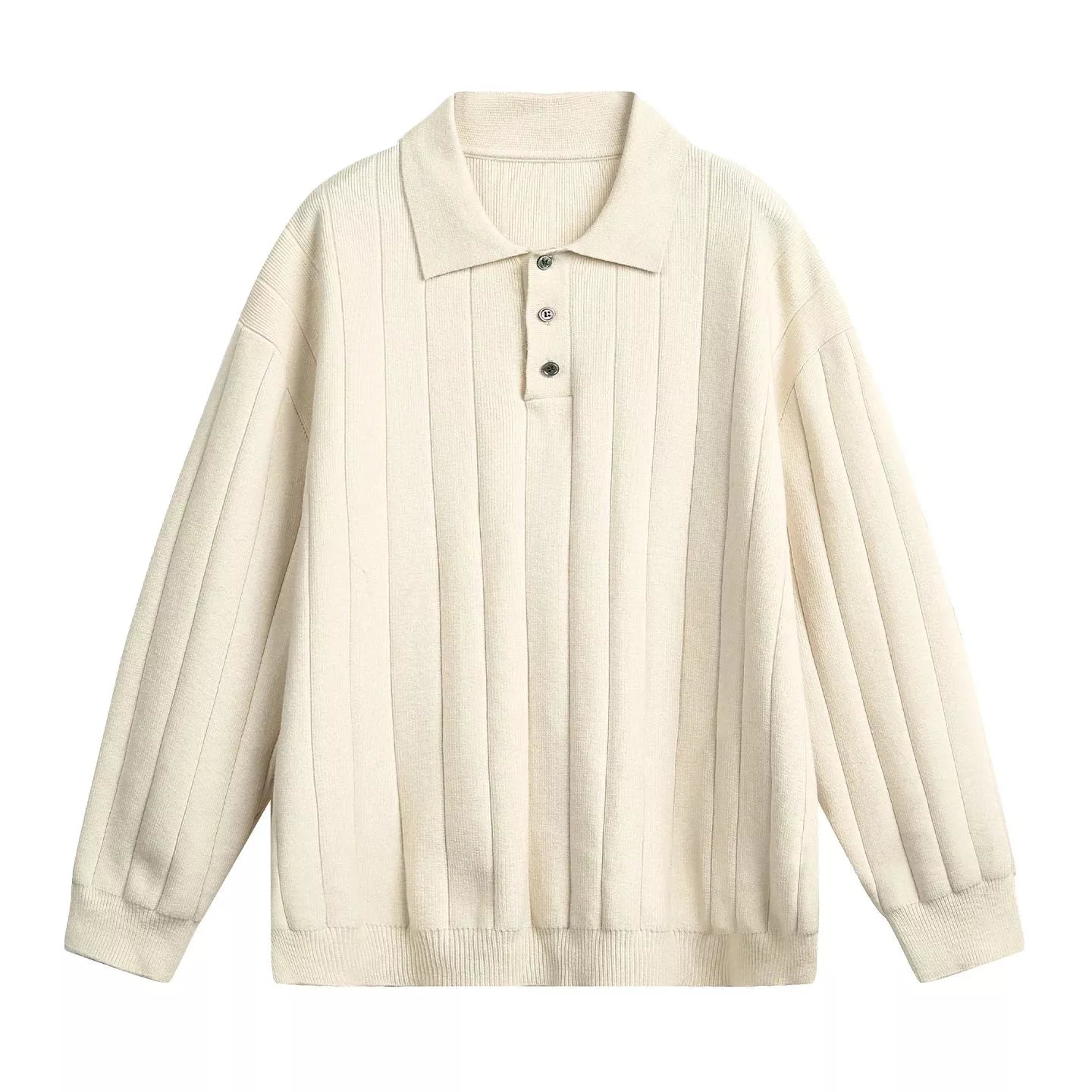 Polo Collar Sweater Vertical Ribbed - Polo Collar Sweater Vertical Ribbed Alex Shogun Men's Clothes