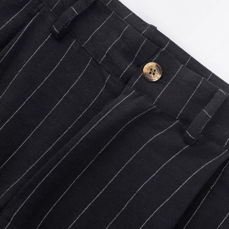 The Linear Pinstripe Trousers - Men's Pinstripe Linen Trousers | Wide leg Minimalist | Alex Shogun Alex Shogun Men's Clothes