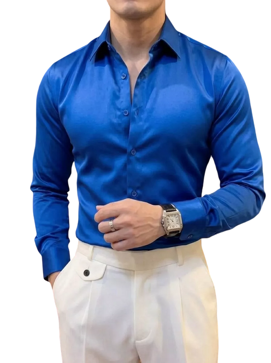 Royal Satin Shirt - Royal Satin Shirt Alex Shogun Men's Clothes