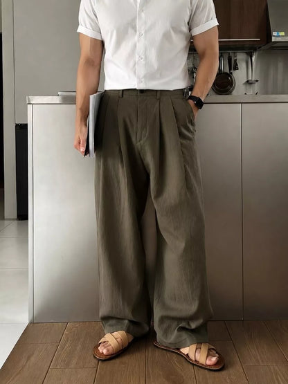 The Nobleman's Linen Wide-Leg Pants - Men's Wide Leg Linen Pants | Luxury Aesthetic Trousers | Alex Shogun Alex Shogun Men's Clothes