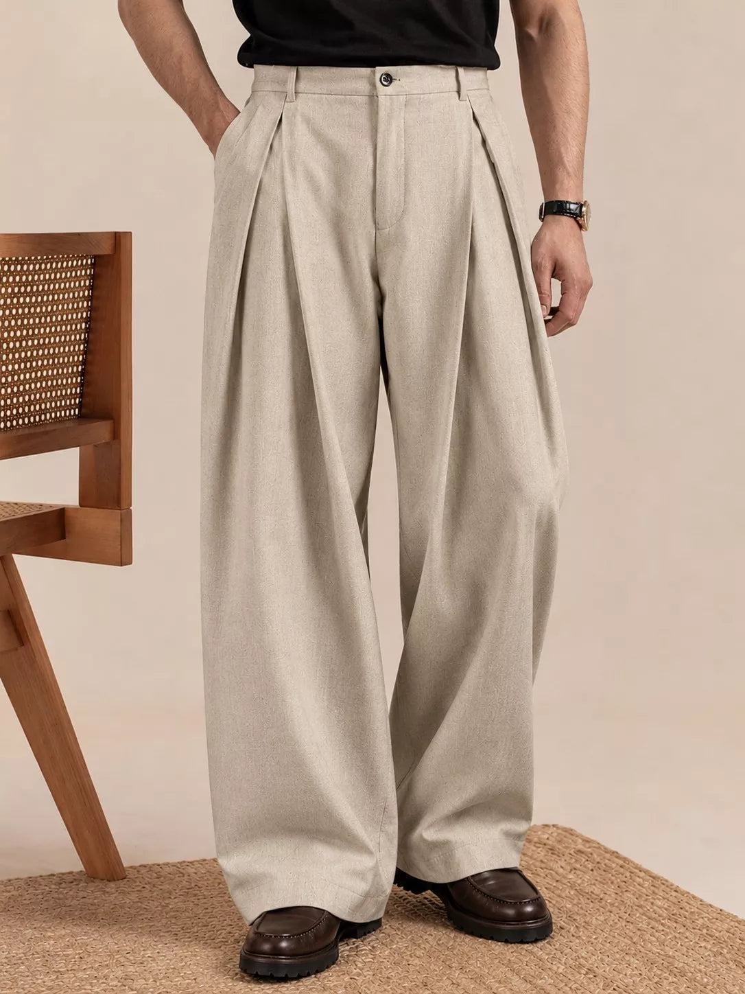 The Ambassador Wide-Leg Trousers — Pleated