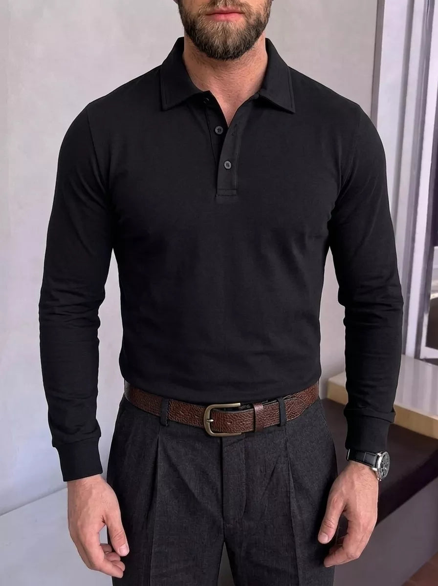The Diplomat Long-Sleeve Polo | Alex Shogun - Alex Shogun Men's Clothes