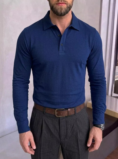 The Diplomat Long-Sleeve Polo | Alex Shogun - Alex Shogun Men's Clothes