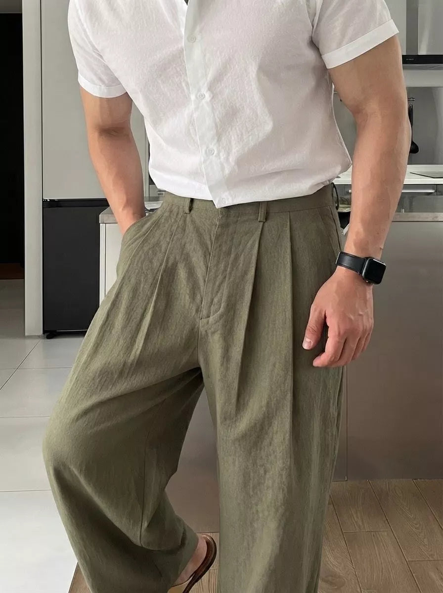 The Nobleman's Linen Wide-Leg Pants - Men's Wide Leg Linen Pants | Luxury Aesthetic Trousers | Alex Shogun Alex Shogun Men's Clothes