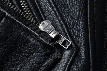 The Enforcer Leather Jacket — Cowhide Moto Jacket - Alex Shogun Men's Clothes