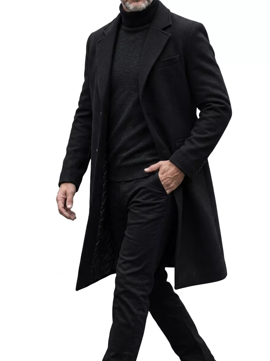 The Sovereign Overcoat — Wool Blend Long Trench - Alex Shogun Men's Clothes