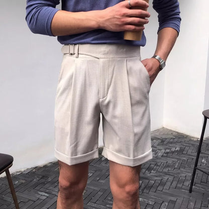 The Alt-Belt Short - Men's Formal Pleated Shorts | Diagonal Buckle Summer | Alex Shogun Alex Shogun Men's Clothes