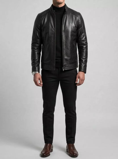 The Enforcer Leather Jacket — Cowhide Moto Jacket - Alex Shogun Men's Clothes