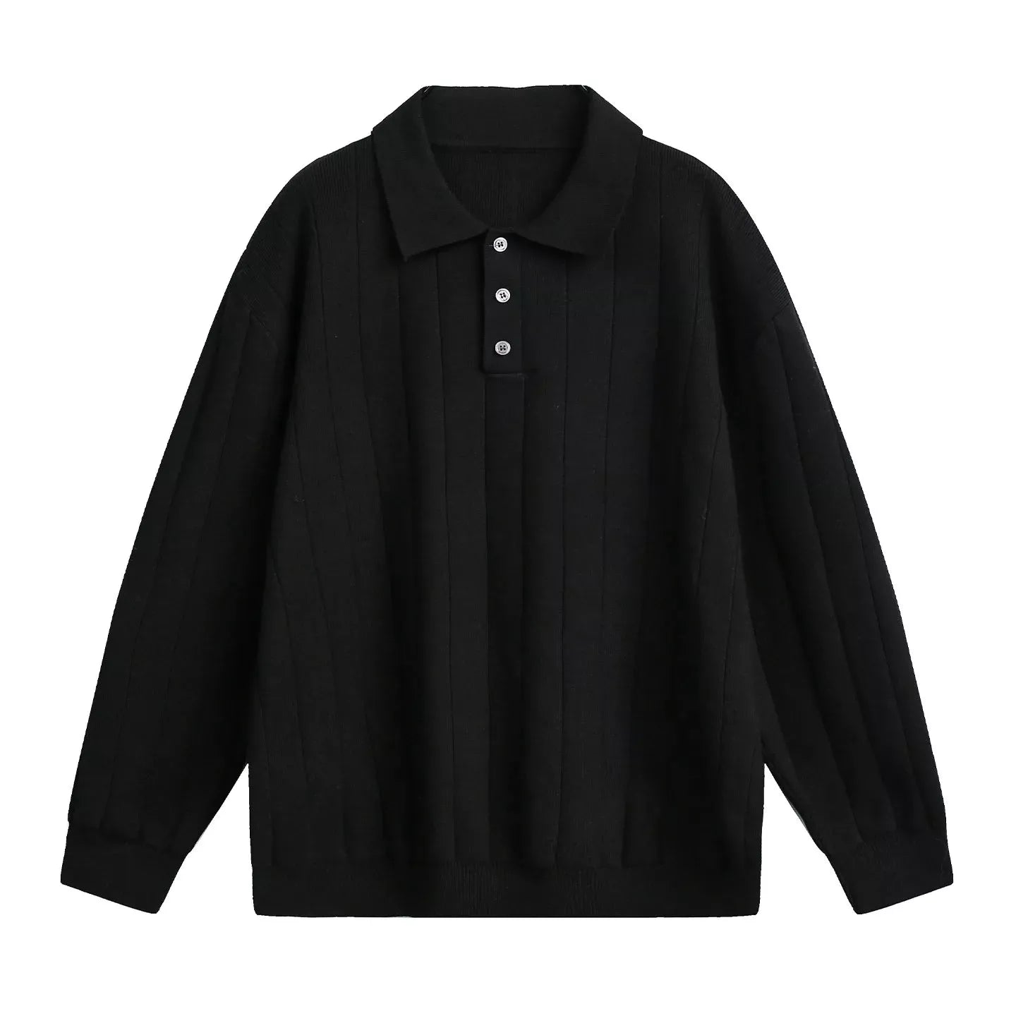 Polo Collar Sweater Vertical Ribbed - Polo Collar Sweater Vertical Ribbed Alex Shogun Men's Clothes
