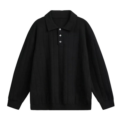Polo Collar Sweater Vertical Ribbed - Polo Collar Sweater Vertical Ribbed Alex Shogun Men's Clothes