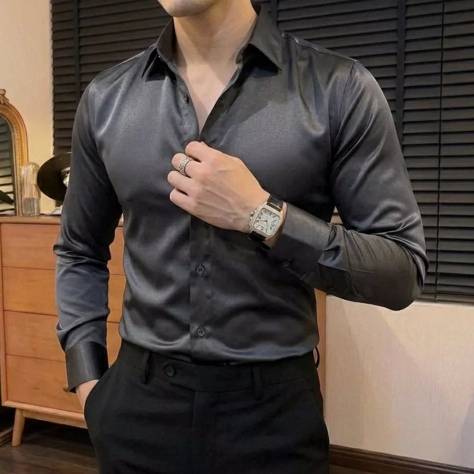 Royal Satin Shirt - Men's Satin Dress Shirt | Silk Feel Elegant | Alex Shogun Alex Shogun Men's Clothes