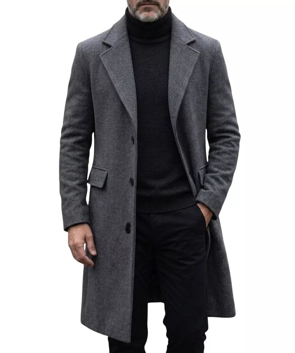 The Sovereign Overcoat — Wool Blend Long Trench - Alex Shogun Men's Clothes