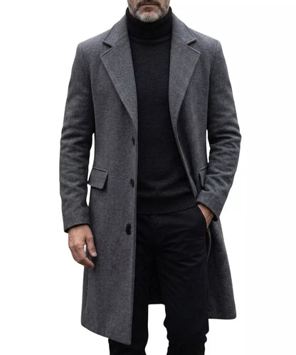 The Sovereign Overcoat — Wool Blend Long Trench - Alex Shogun Men's Clothes