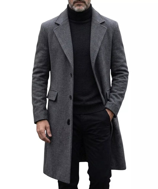 The Sovereign Overcoat — Wool Blend Long Trench - Alex Shogun Men's Clothes