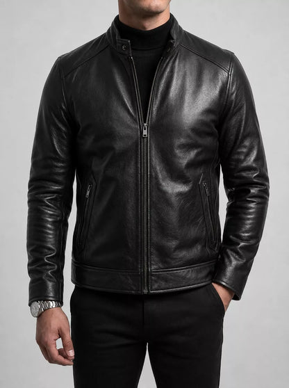 The Enforcer Leather Jacket — Cowhide Moto Jacket - Alex Shogun Men's Clothes