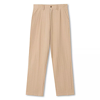 The Linear Pinstripe Trousers - Men's Pinstripe Linen Trousers | Wide leg Minimalist | Alex Shogun Alex Shogun Men's Clothes