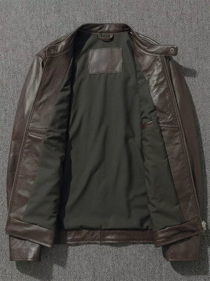 The Enforcer Leather Jacket — Cowhide Moto Jacket - Alex Shogun Men's Clothes