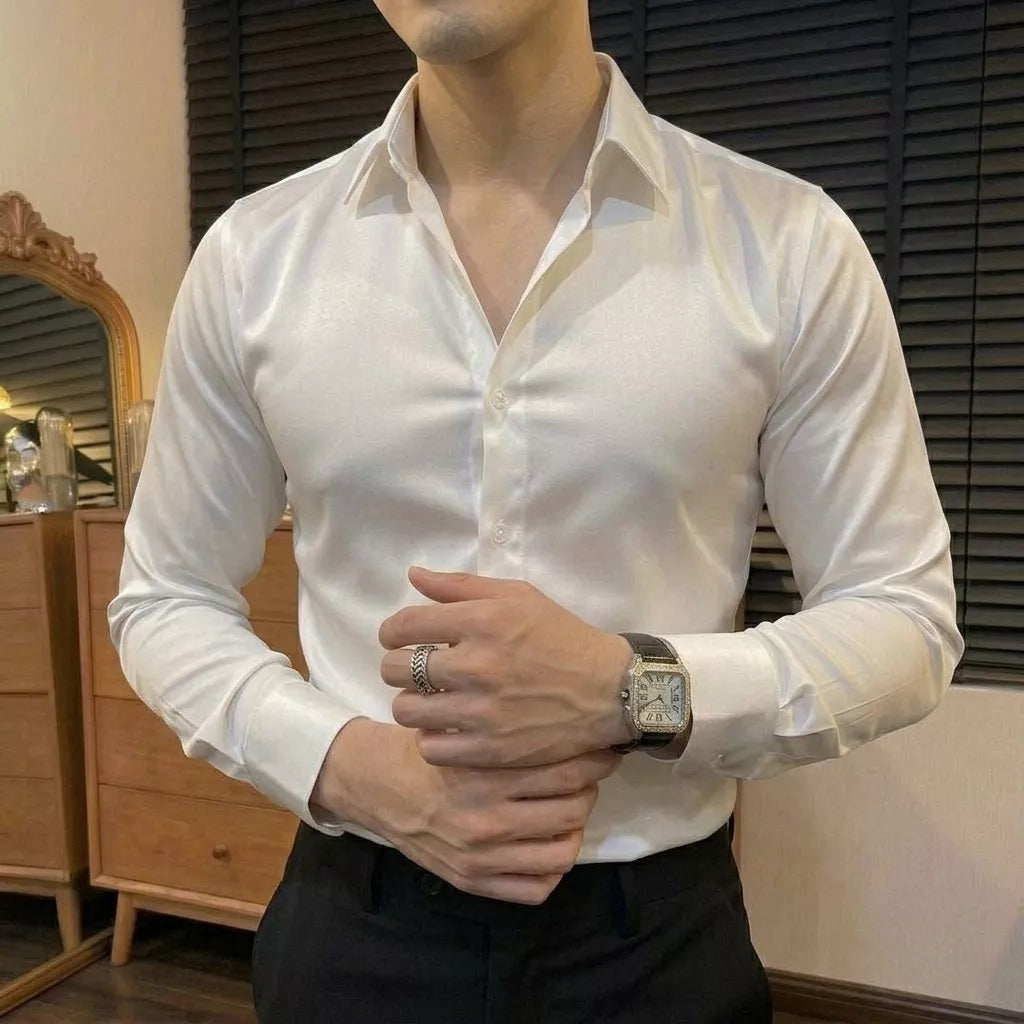 Royal Satin Shirt - Men's Satin Dress Shirt | Silk Feel Elegant | Alex Shogun Alex Shogun Men's Clothes