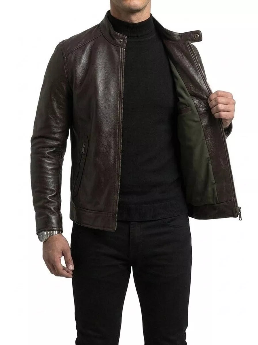 The Enforcer Leather Jacket — Cowhide Moto Jacket - Alex Shogun Men's Clothes