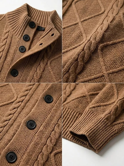 The Balmoral Knit Cardigan - Men's Cable Knit Stand Collar Cardigan | Elegant | Alex Shogun Alex Shogun Men's Clothes
