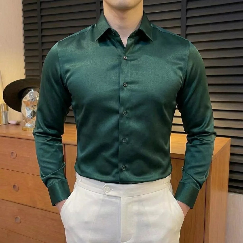 Royal Satin Shirt - Men's Satin Dress Shirt | Silk Feel Elegant | Alex Shogun Alex Shogun Men's Clothes
