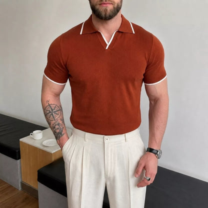 Collar Trim Polo Shirt - Men's Trim Collar Polo Shirt | Classic Masculine Style | Alex Shogun Alex Shogun Men's Clothes