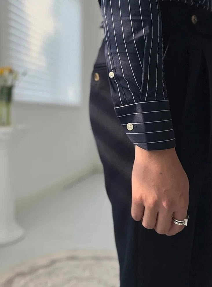 The Davies Dress Stripe Shirt - Men's Striped Dress Shirt | Non-Iron Long Sleeve | Alex Shogun Alex Shogun Men's Clothes