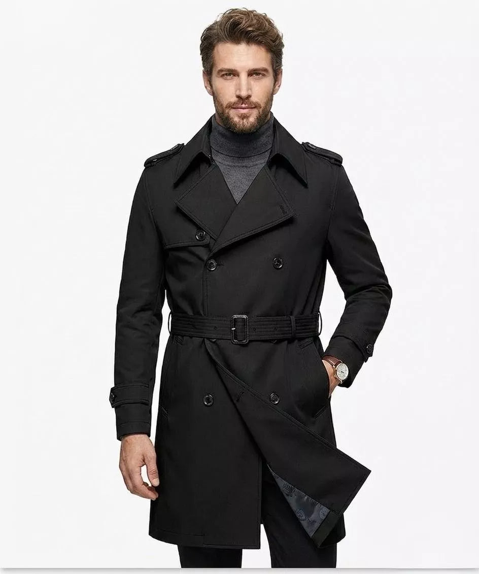 Classic Trench Coat - Men's Double Breasted Trench Coat | Dark Masculine | Alex Shogun Alex Shogun Men's Clothes