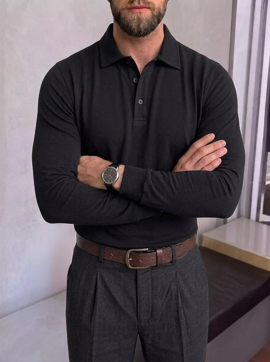 The Diplomat Long-Sleeve Polo | Alex Shogun - Alex Shogun Men's Clothes