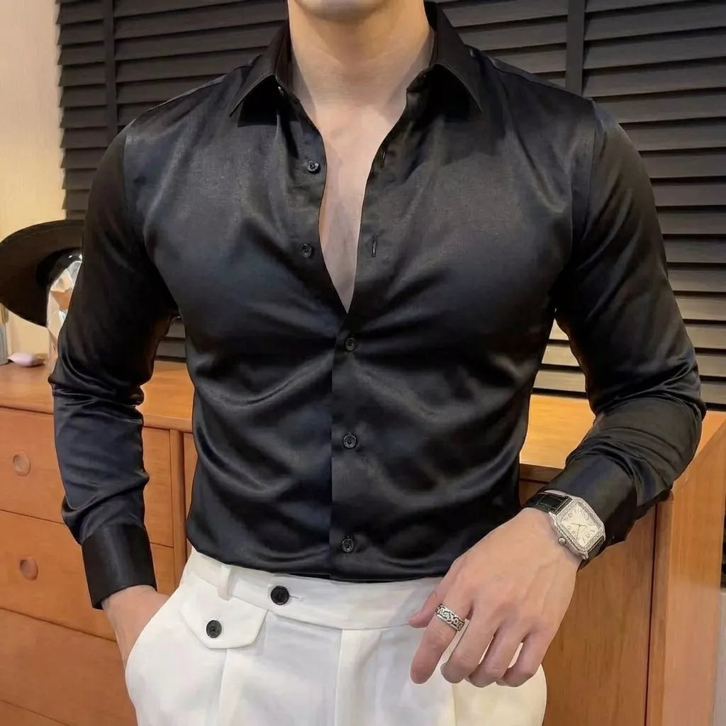 Royal Satin Shirt - Men's Satin Dress Shirt | Silk Feel Elegant | Alex Shogun Alex Shogun Men's Clothes