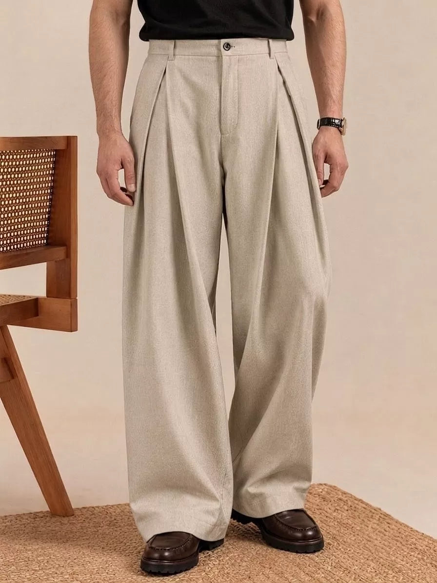 The Ambassador Wide-Leg Trousers — Pleated