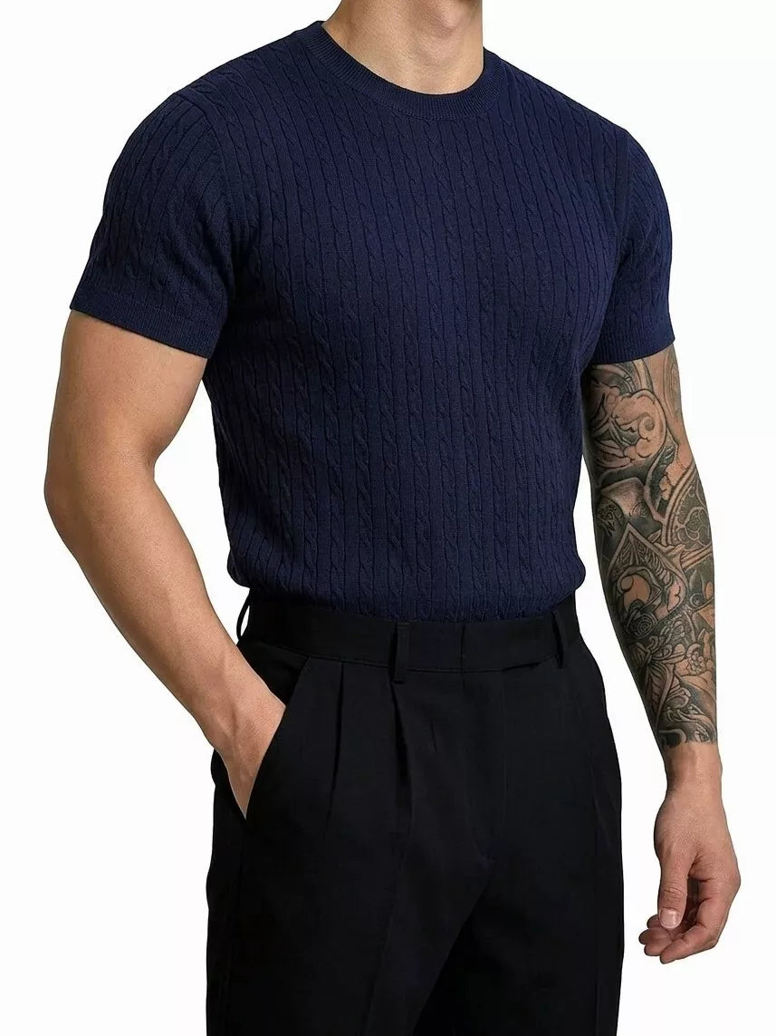 Zopfstrick-T-Shirt