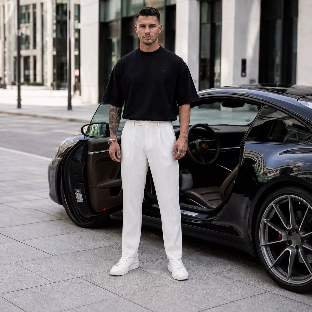 Heavyweight Oversized Mock-Neck T-Shirt - Men's Heavyweight Mock Neck T-Shirt | Dark Aesthetic | Alex Shogun Alex Shogun Men's Clothes