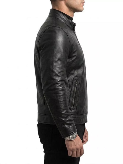 The Enforcer Leather Jacket — Cowhide Moto Jacket - Alex Shogun Men's Clothes