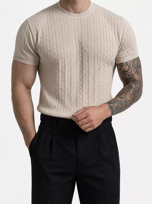 Zopfstrick-T-Shirt