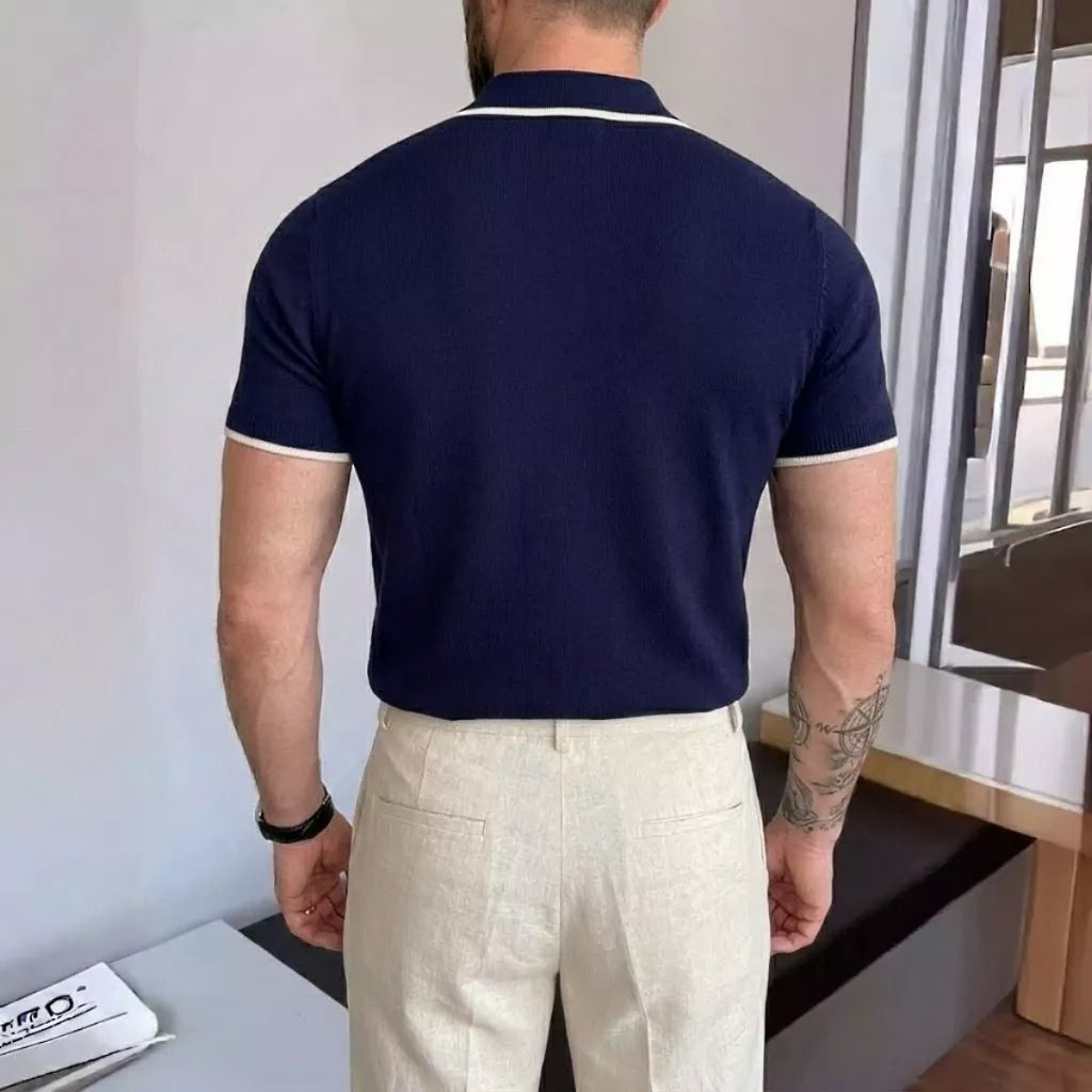 Collar Trim Polo Shirt - Men's Trim Collar Polo Shirt | Classic Masculine Style | Alex Shogun Alex Shogun Men's Clothes