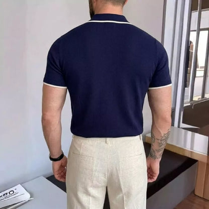 Collar Trim Polo Shirt - Men's Trim Collar Polo Shirt | Classic Masculine Style | Alex Shogun Alex Shogun Men's Clothes