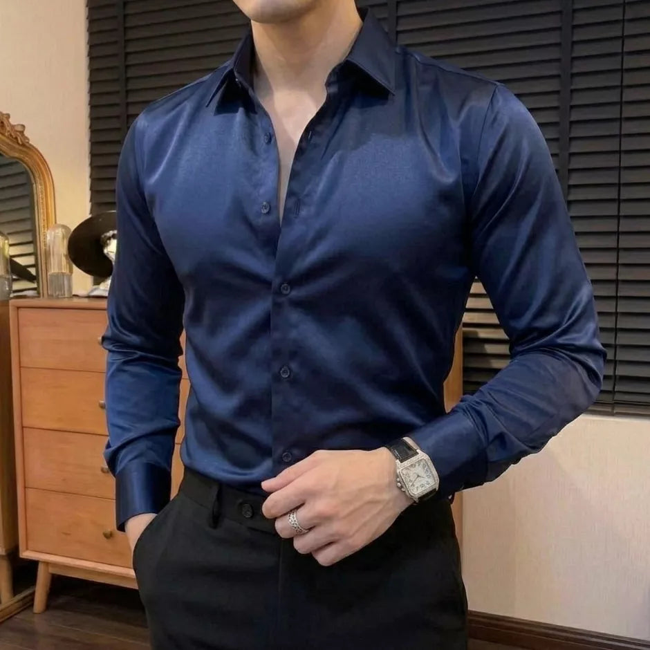Royal Satin Shirt - Men's Satin Dress Shirt | Silk Feel Elegant | Alex Shogun Alex Shogun Men's Clothes