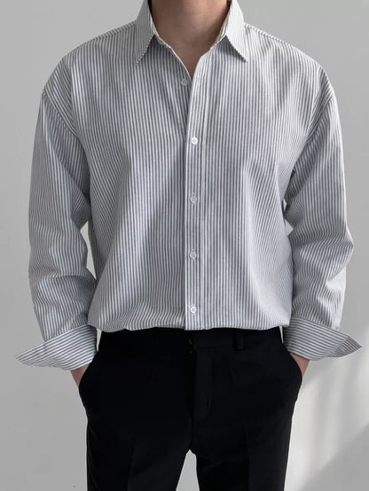 Basic Striped Shirt - Men's Blue White Striped Shirt | Classic Button Down | Alex Shogun Alex Shogun Men's Clothes