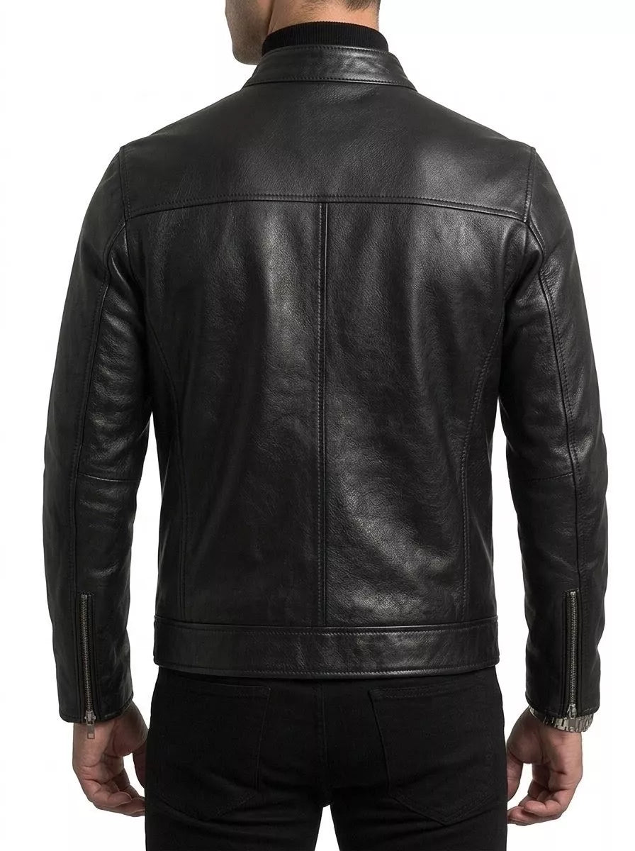 The Enforcer Leather Jacket — Cowhide Moto Jacket - Alex Shogun Men's Clothes