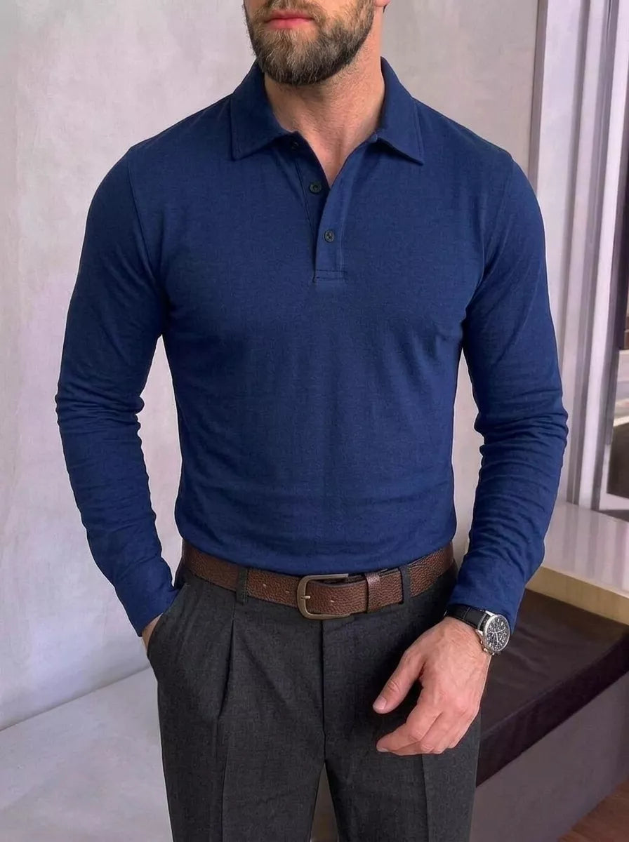 The Diplomat Long-Sleeve Polo | Alex Shogun - Alex Shogun Men's Clothes