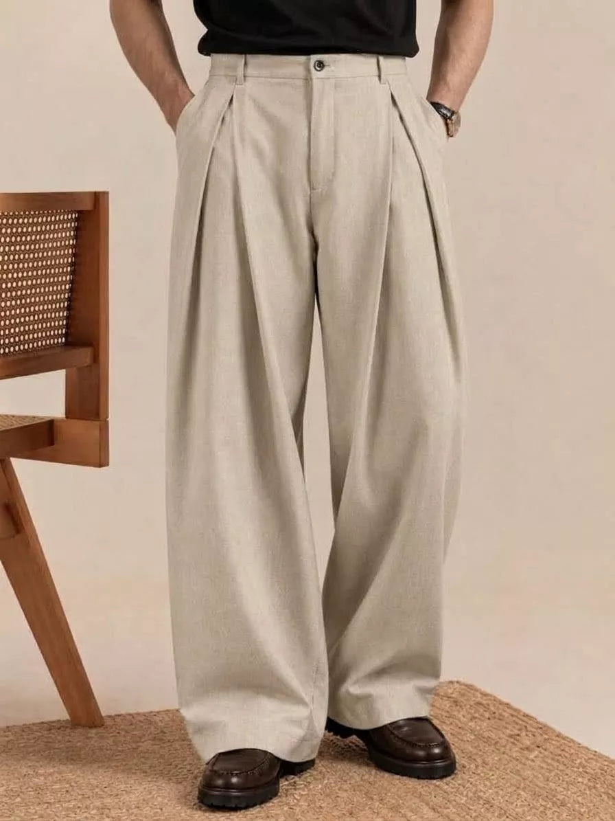 The Ambassador Wide-Leg Trousers — Pleated