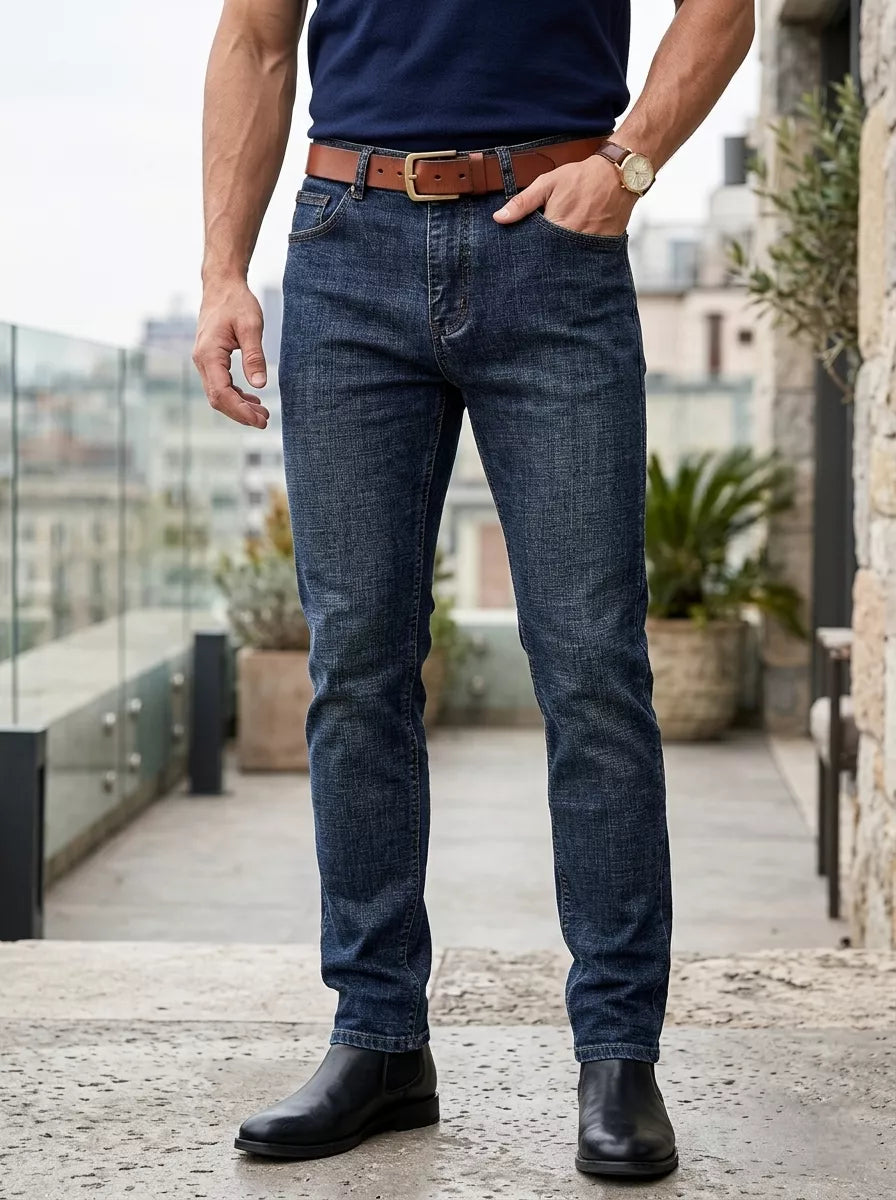 Casual Straight Jeans - Men's Light Wash Straight Leg Jeans | Stretch Denim | Alex Shogun Alex Shogun Men's Clothes