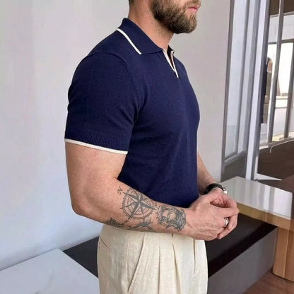Collar Trim Polo Shirt - Men's Trim Collar Polo Shirt | Classic Masculine Style | Alex Shogun Alex Shogun Men's Clothes
