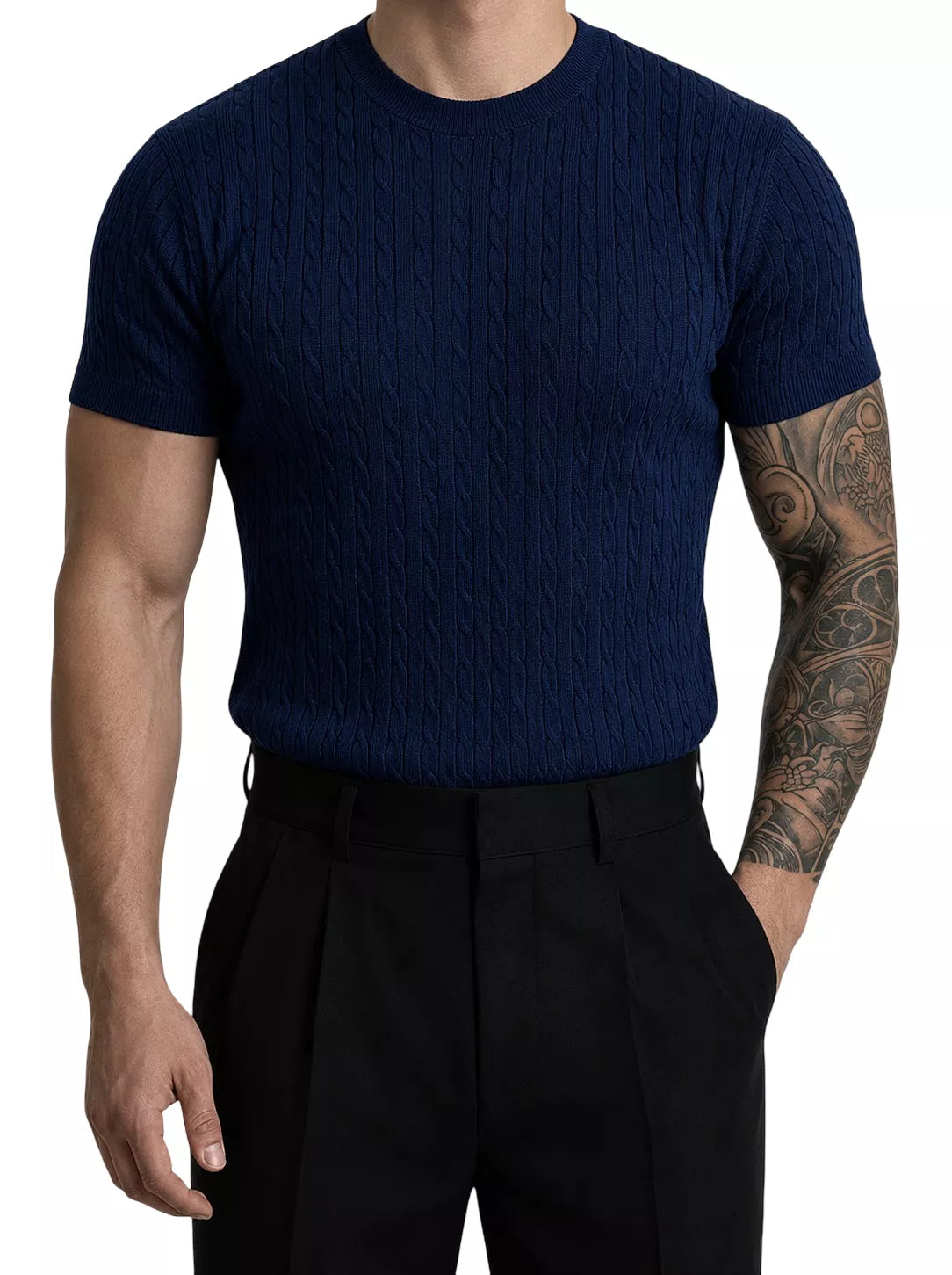 Zopfstrick-T-Shirt