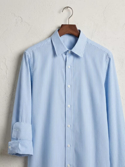 Basic Striped Shirt - Men's Blue White Striped Shirt | Classic Button Down | Alex Shogun Alex Shogun Men's Clothes