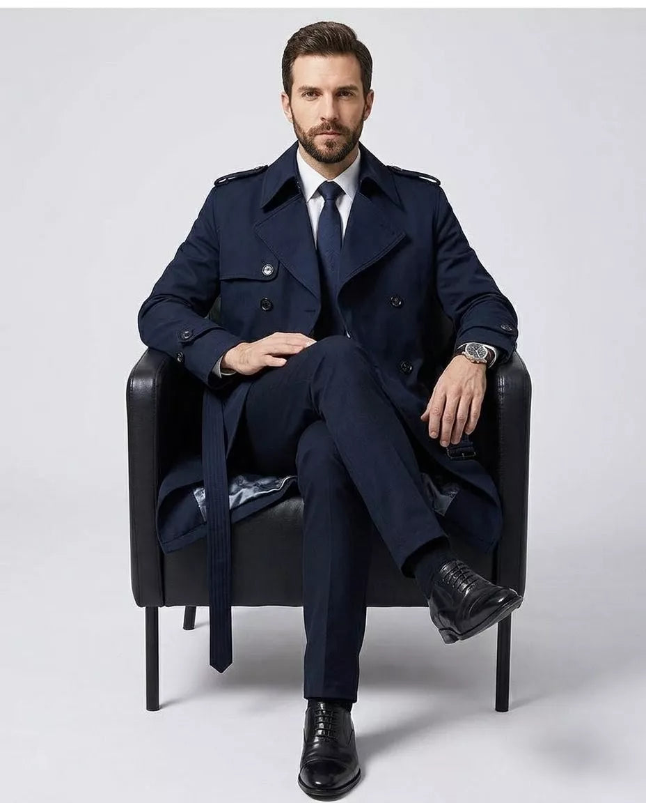 Classic Trench Coat - Men's Double Breasted Trench Coat | Dark Masculine | Alex Shogun Alex Shogun Men's Clothes